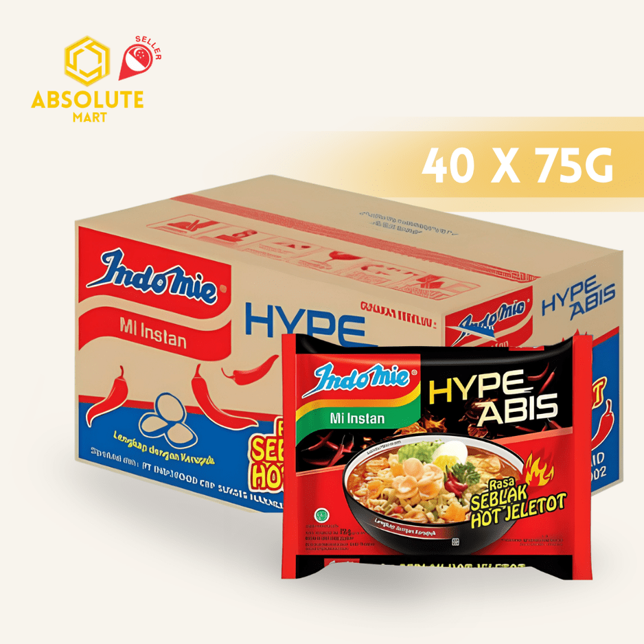 INDOMIE Hype Abis Rasa Seblak Hot Jeletot 75G X 40 (PACKETS) - ABSOLUTE MARTINDOMIE Hype Abis Rasa Seblak Hot Jeletot 75G X 40 (PACKETS)Instant Noodles