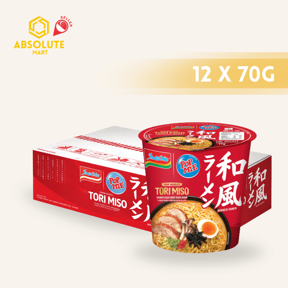 INDOMIE PREMIUM Pop Mie Tori Miso 70G X 12 (CUP) - ABSOLUTE MARTINDOMIE PREMIUM Pop Mie Tori Miso 70G X 12 (CUP)Instant Noodles