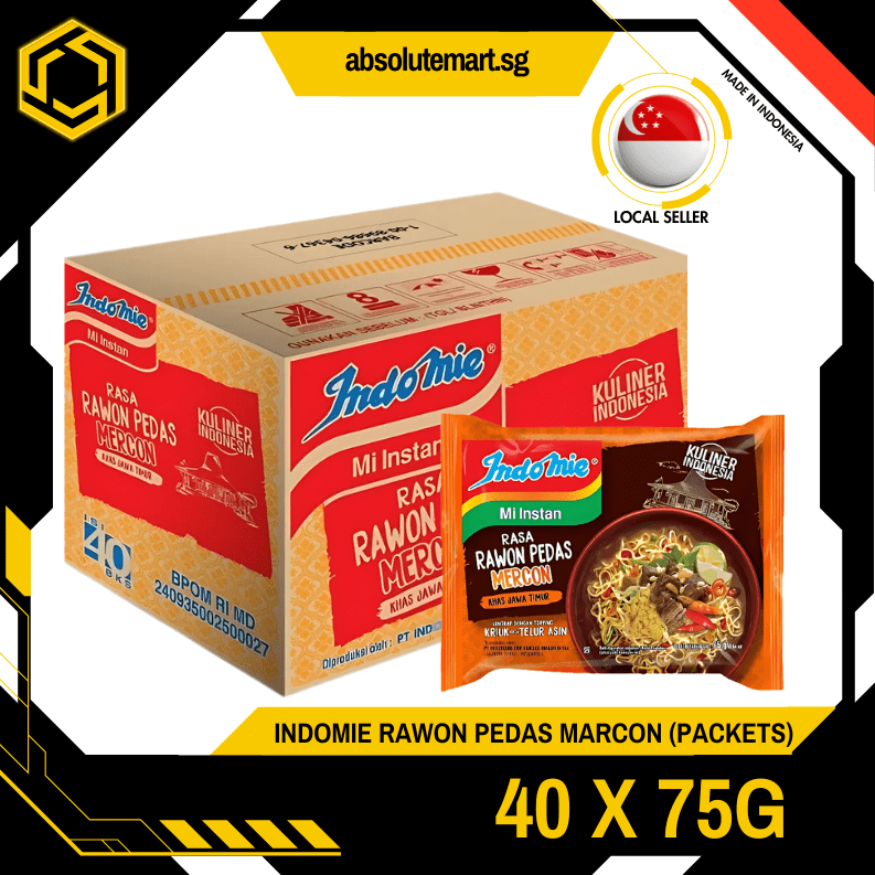 INDOMIE Rawon Pedas Mercon 40 Pack X 75G (PACKETS) - ABSOLUTE MARTINDOMIE Rawon Pedas Mercon 40 Pack X 75G (PACKETS)