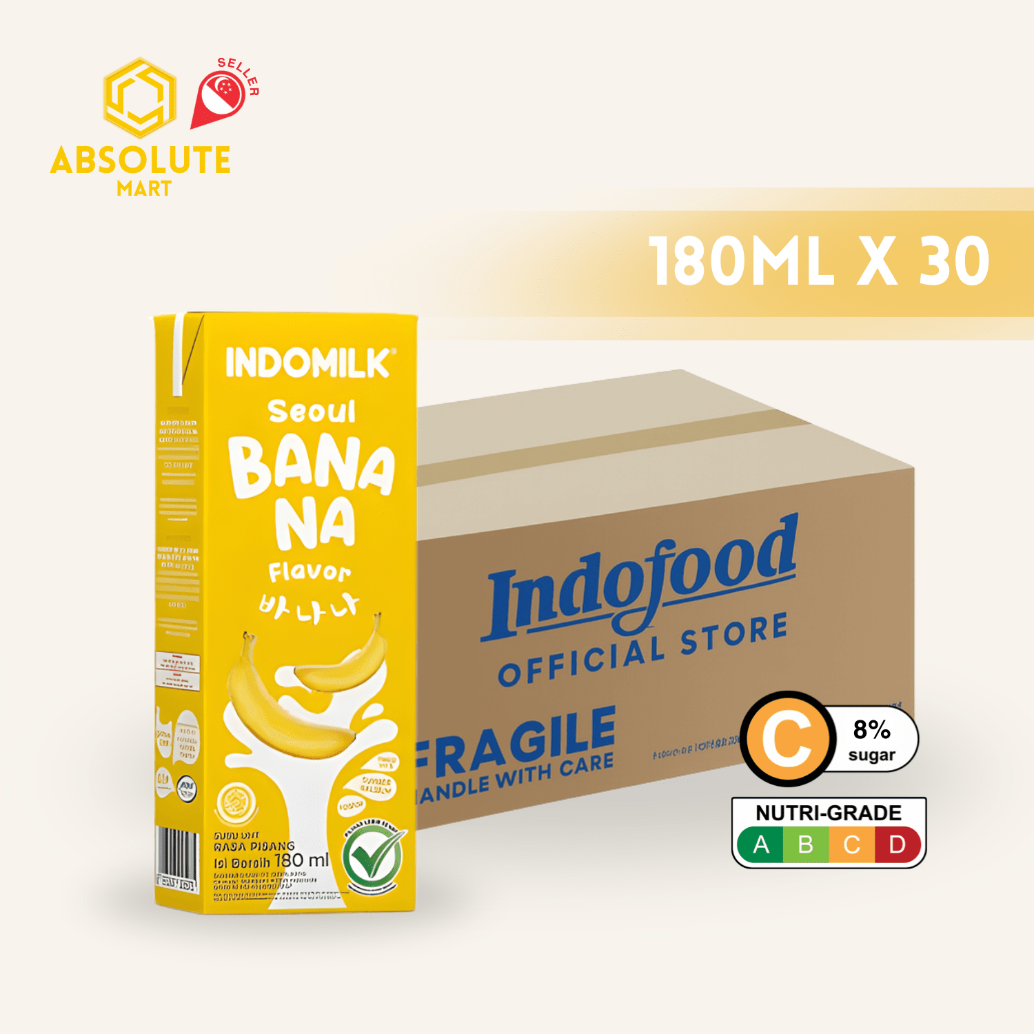 INDOMILK Korean Banana Milk 180ML X 30 (TETRA) - ABSOLUTE MARTINDOMILK Korean Banana Milk 180ML X 30 (TETRA)Dairy Milk