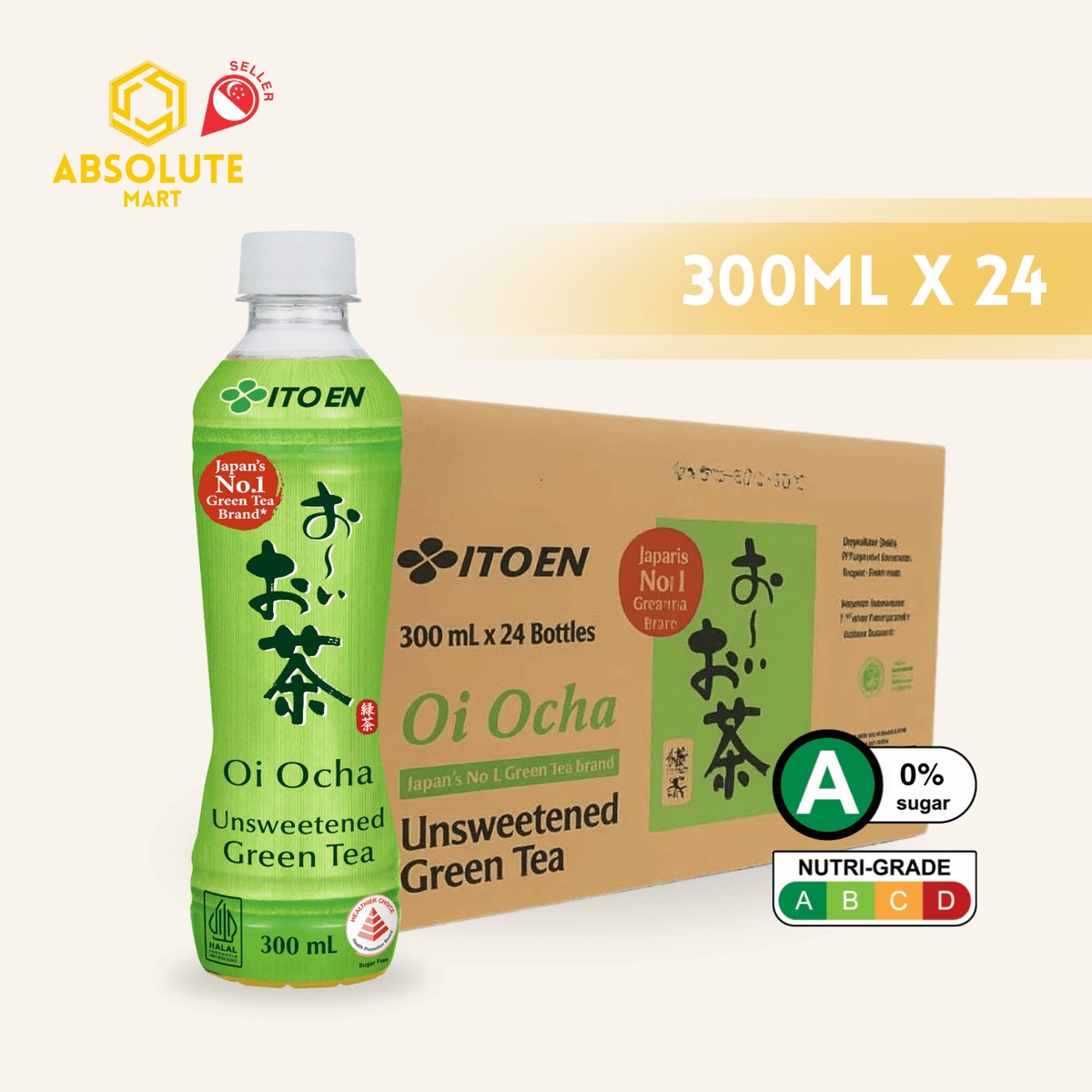 ITO EN Oi Ocha Unsweetened Japanese Green Tea 300ML X 24 (BOTTLE) - ABSOLUTE MARTITO EN Oi Ocha Unsweetened Japanese Green Tea 300ML X 24 (BOTTLE)Unflavoured Tea