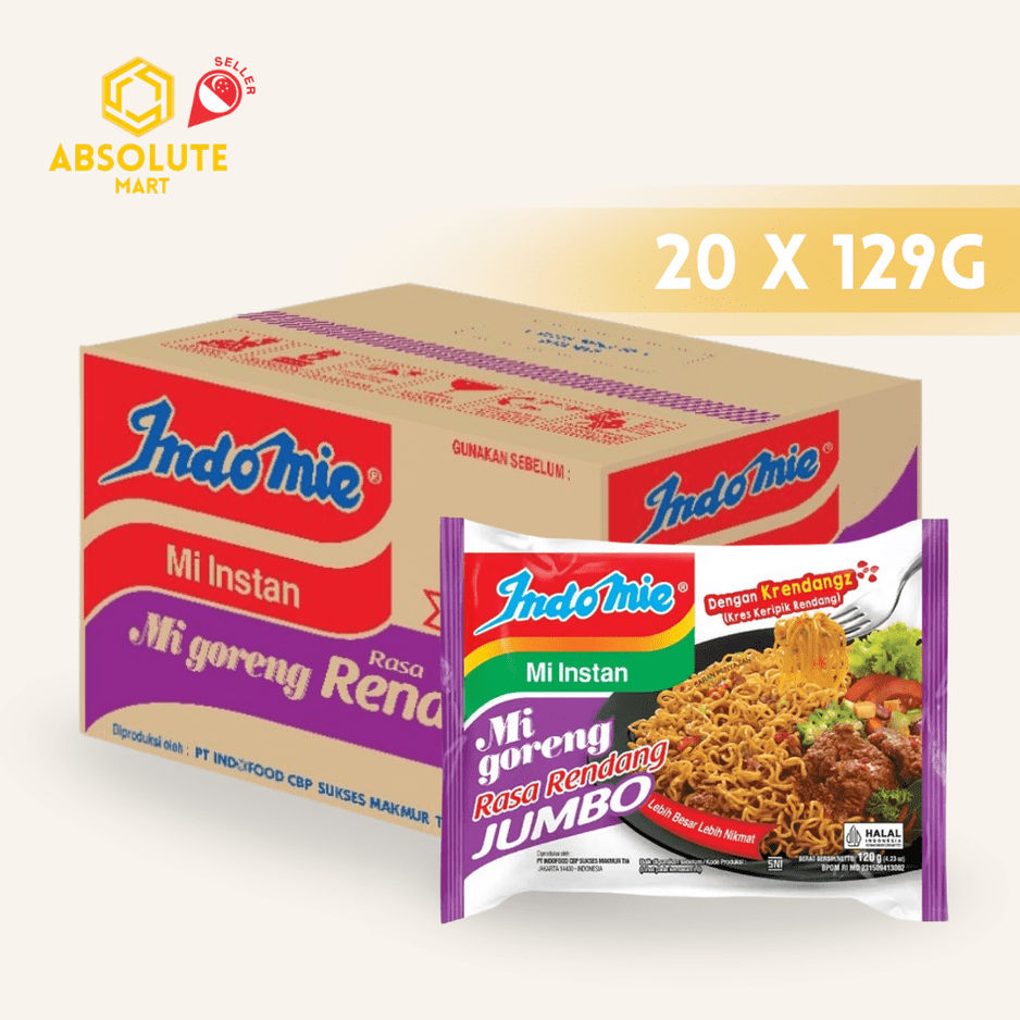 [JUMBO] INDOMIE Mee Goreng Rendang 129G X 20 (PACKETS) - ABSOLUTE MART[JUMBO] INDOMIE Mee Goreng Rendang 129G X 20 (PACKETS)Instant Noodles