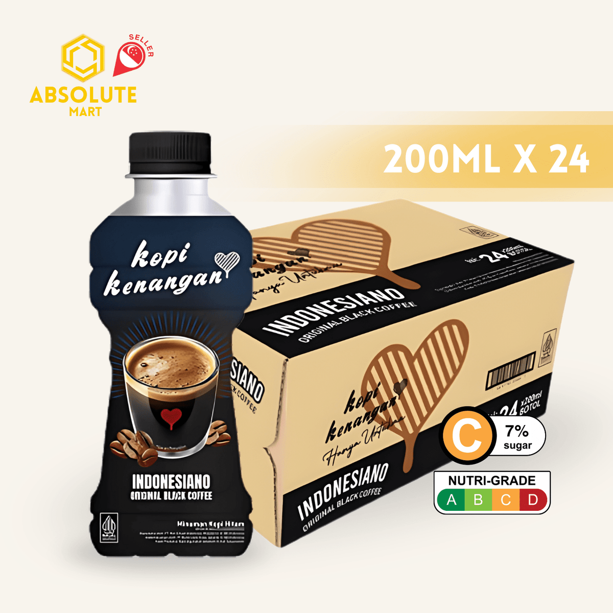 KOPI KENANGAN Indonesiano Black Coffee 200ML X 24 (BOTTLE) - ABSOLUTE MARTKOPI KENANGAN Indonesiano Black Coffee 200ML X 24 (BOTTLE)Ready To Drink Coffee