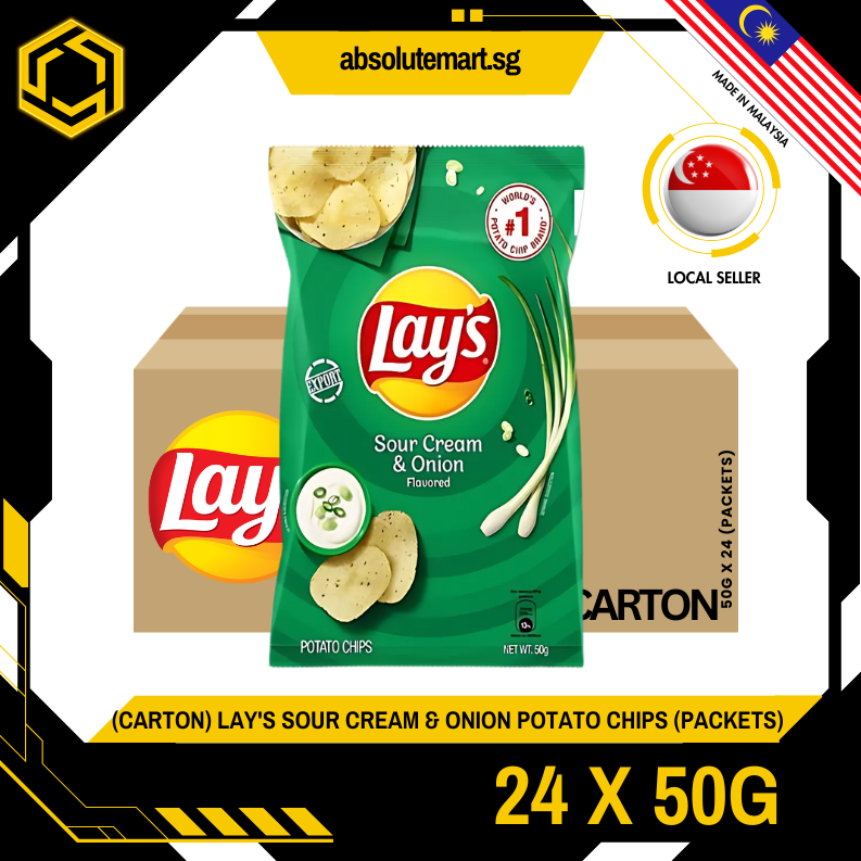 [CARTON] LAY'S Sour Cream & Onion 50G X 24 (PACKETS)