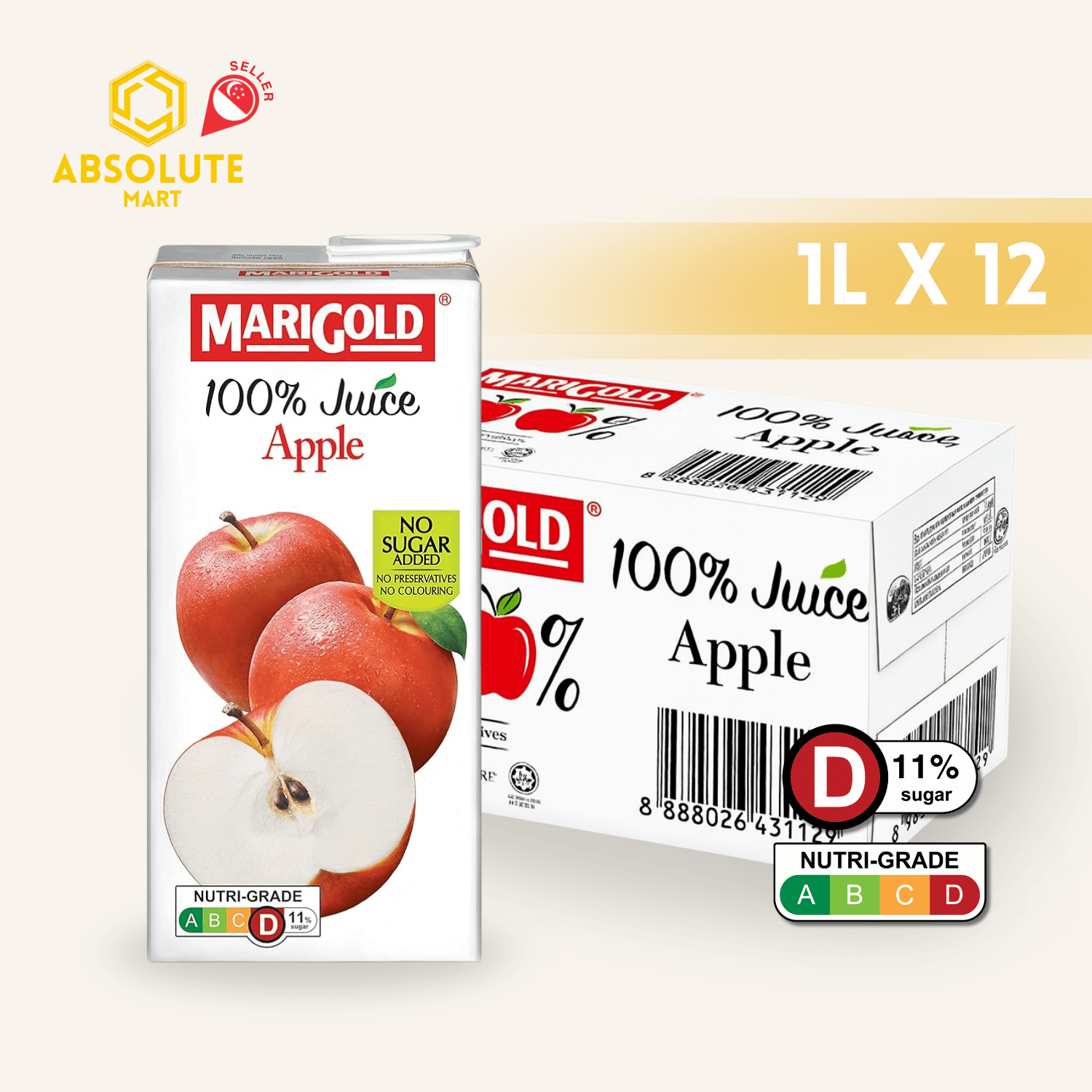 MARIGOLD 100% Apple Juice 1L X 12 (TETRA) - ABSOLUTE MARTMARIGOLD 100% Apple Juice 1L X 12 (TETRA)Juices