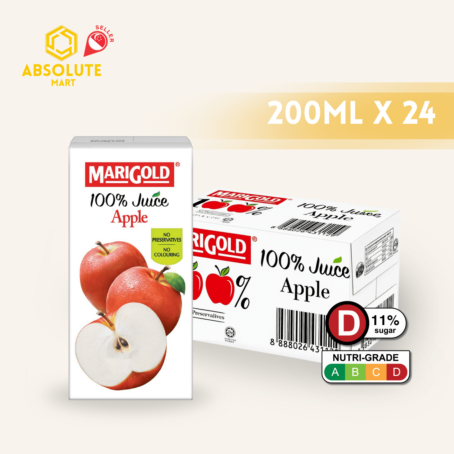 MARIGOLD 100% Apple Juice 200ML X 24 (TETRA) - ABSOLUTE MARTMARIGOLD 100% Apple Juice 200ML X 24 (TETRA)Juices