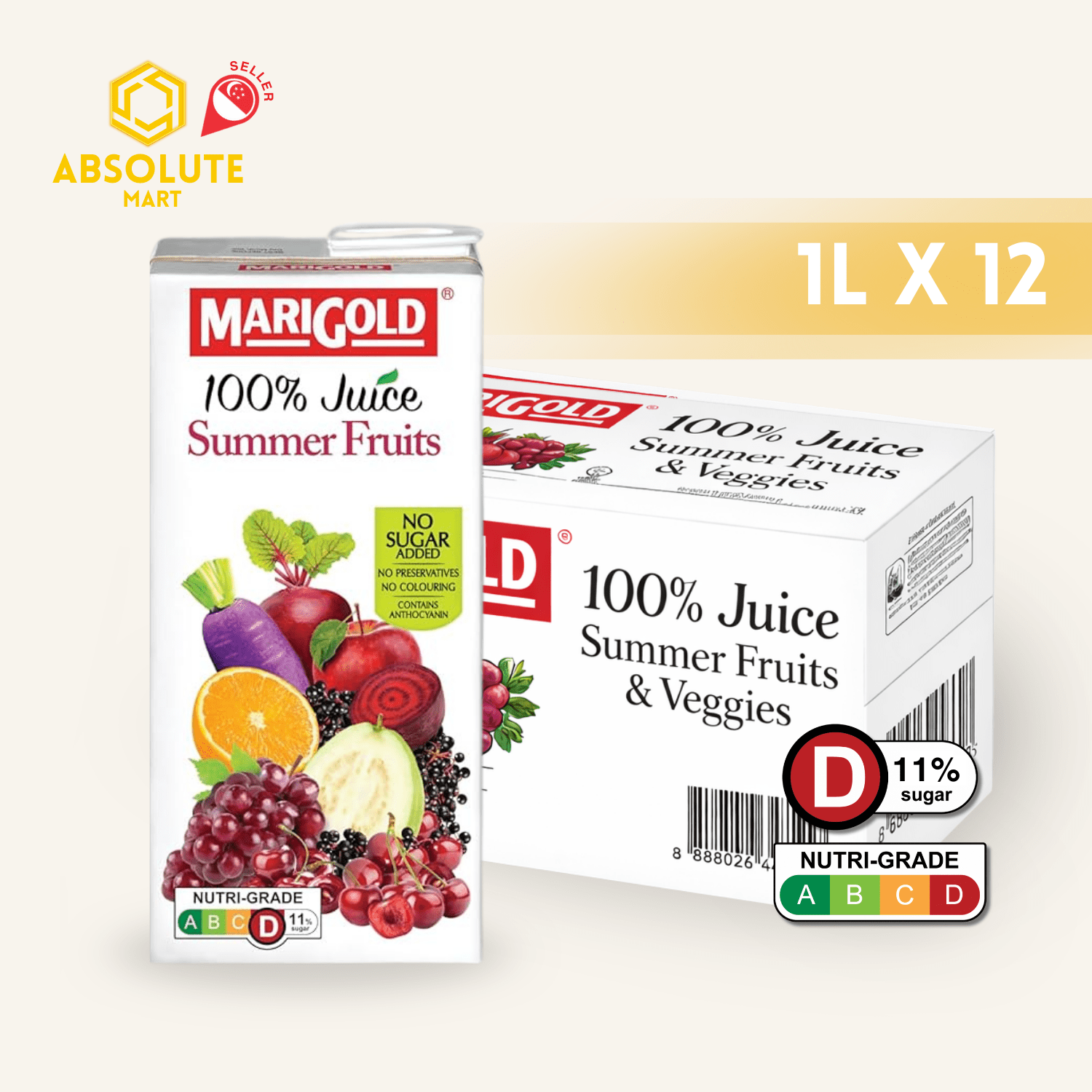 MARIGOLD 100% Summer Fruits Juice 1L X 12 (TETRA) - ABSOLUTE MARTMARIGOLD 100% Summer Fruits Juice 1L X 12 (TETRA)Juices