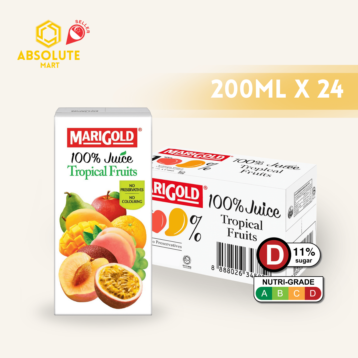 MARIGOLD 100% Tropical Fruit Juice 200ML X 24 (TETRA) - ABSOLUTE MARTMARIGOLD 100% Tropical Fruit Juice 200ML X 24 (TETRA)Juices