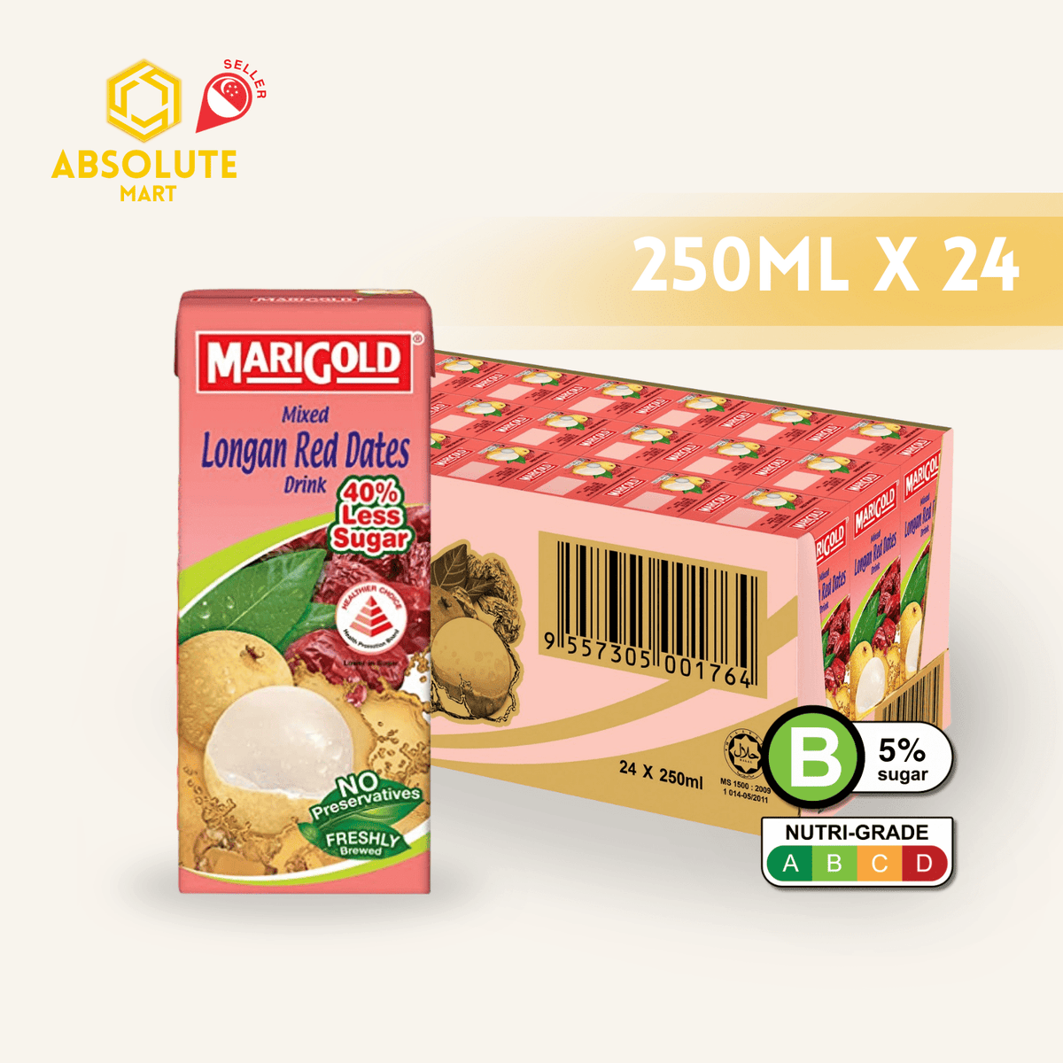 MARIGOLD Asian Drink Longan Red Date 250ML X 24 (TETRA) - ABSOLUTE MARTMARIGOLD Asian Drink Longan Red Date 250ML X 24 (TETRA)Asian Drinks