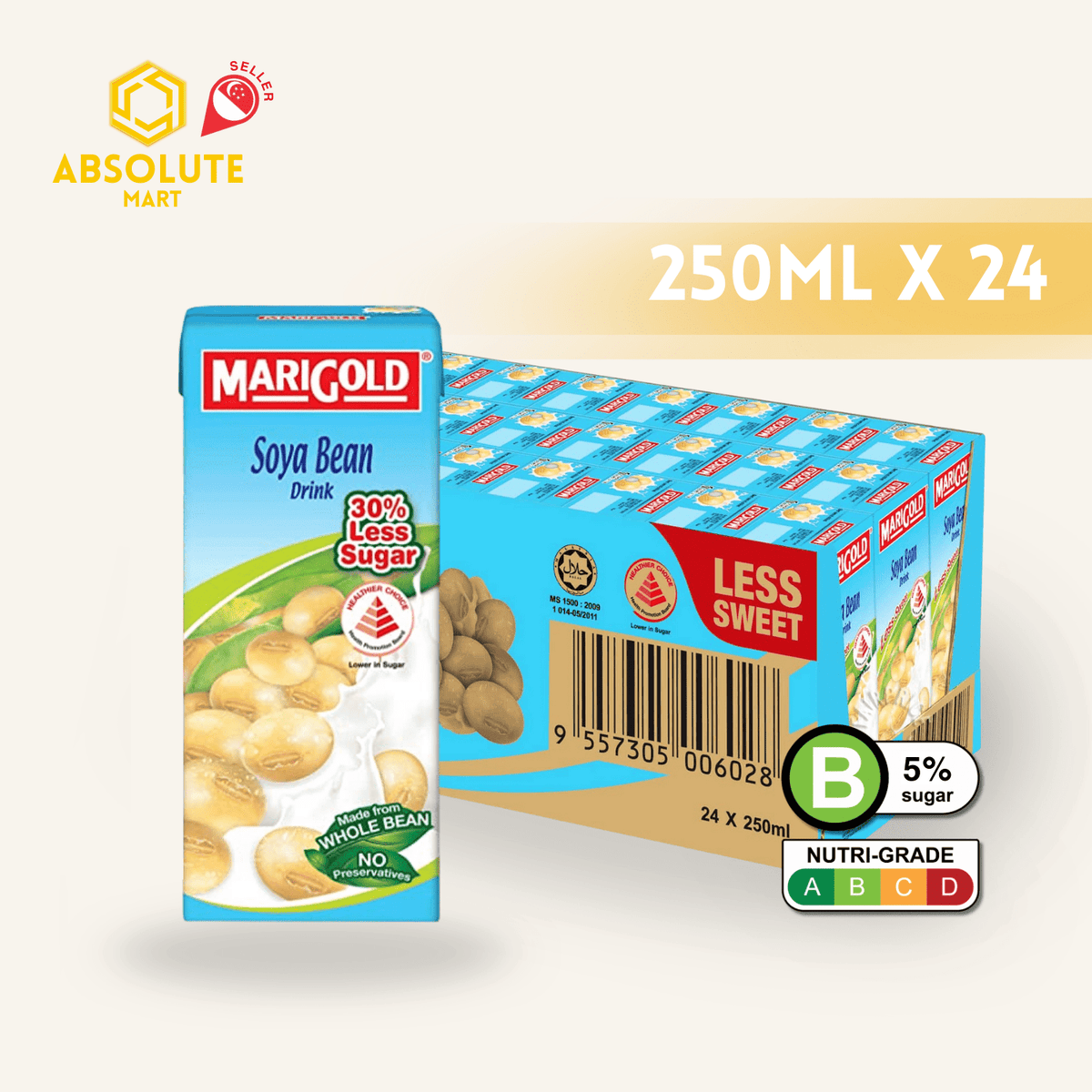 MARIGOLD Asian Drink Soya Bean 250ML X 24 (TETRA) - ABSOLUTE MARTMARIGOLD Asian Drink Soya Bean 250ML X 24 (TETRA)Asian Drinks