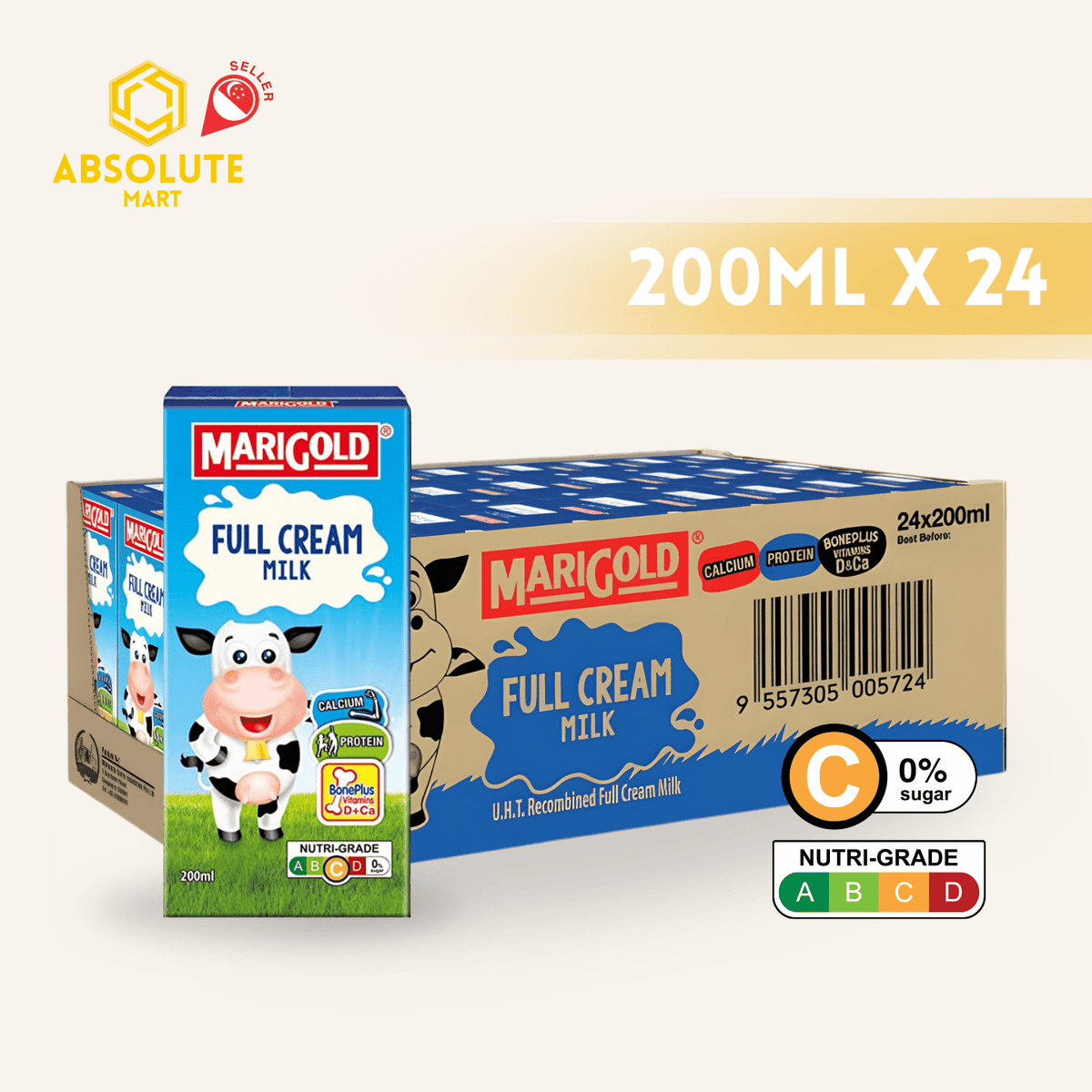 MARIGOLD UHT FULL CREAM MILK 200ML X 24 (TETRA) - ABSOLUTE MARTMARIGOLD UHT FULL CREAM MILK 200ML X 24 (TETRA)Dairy Milk