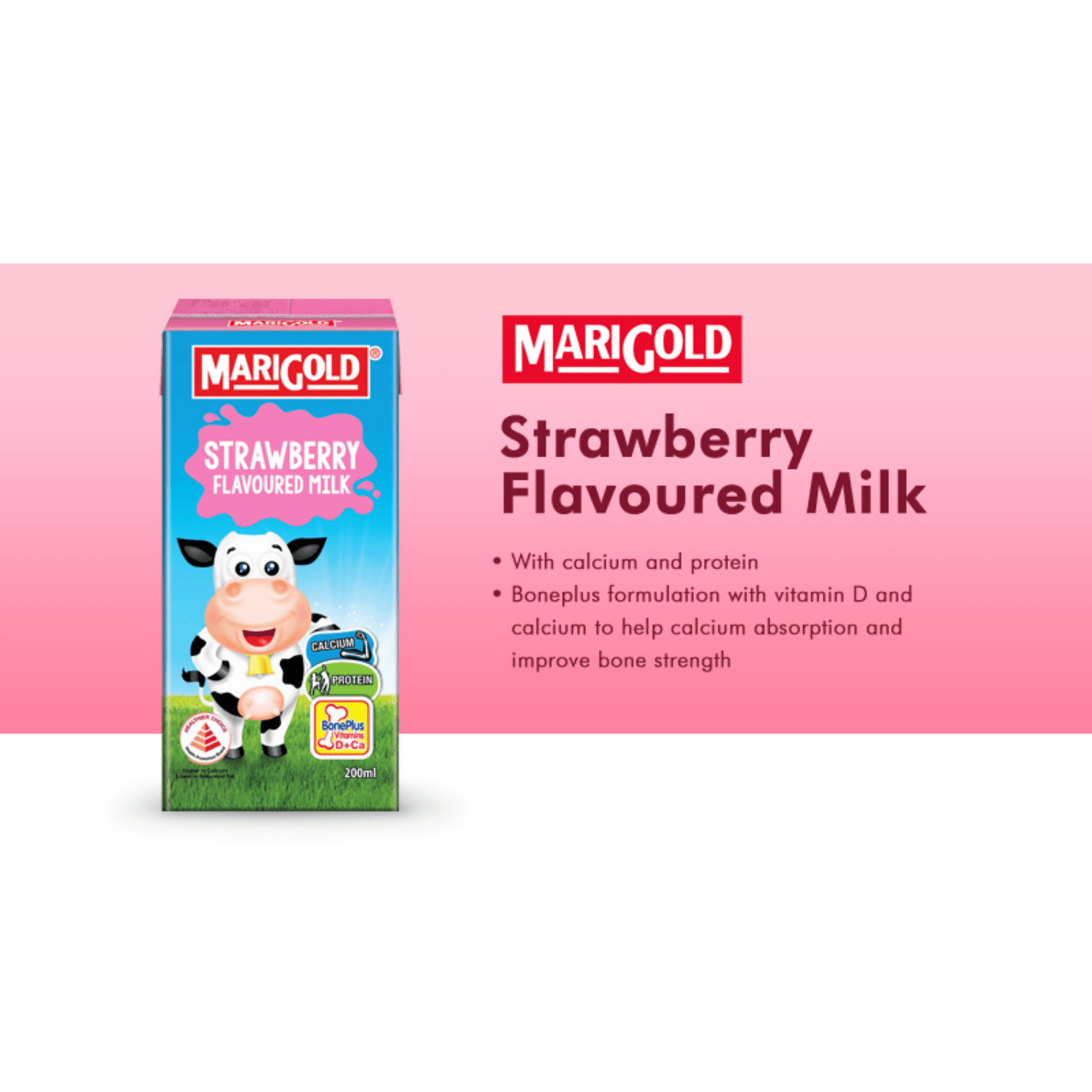 MARIGOLD UHT Strawberry Milk 200ML X 24 (TETRA) - ABSOLUTE MARTMARIGOLD UHT Strawberry Milk 200ML X 24 (TETRA)Dairy Milk