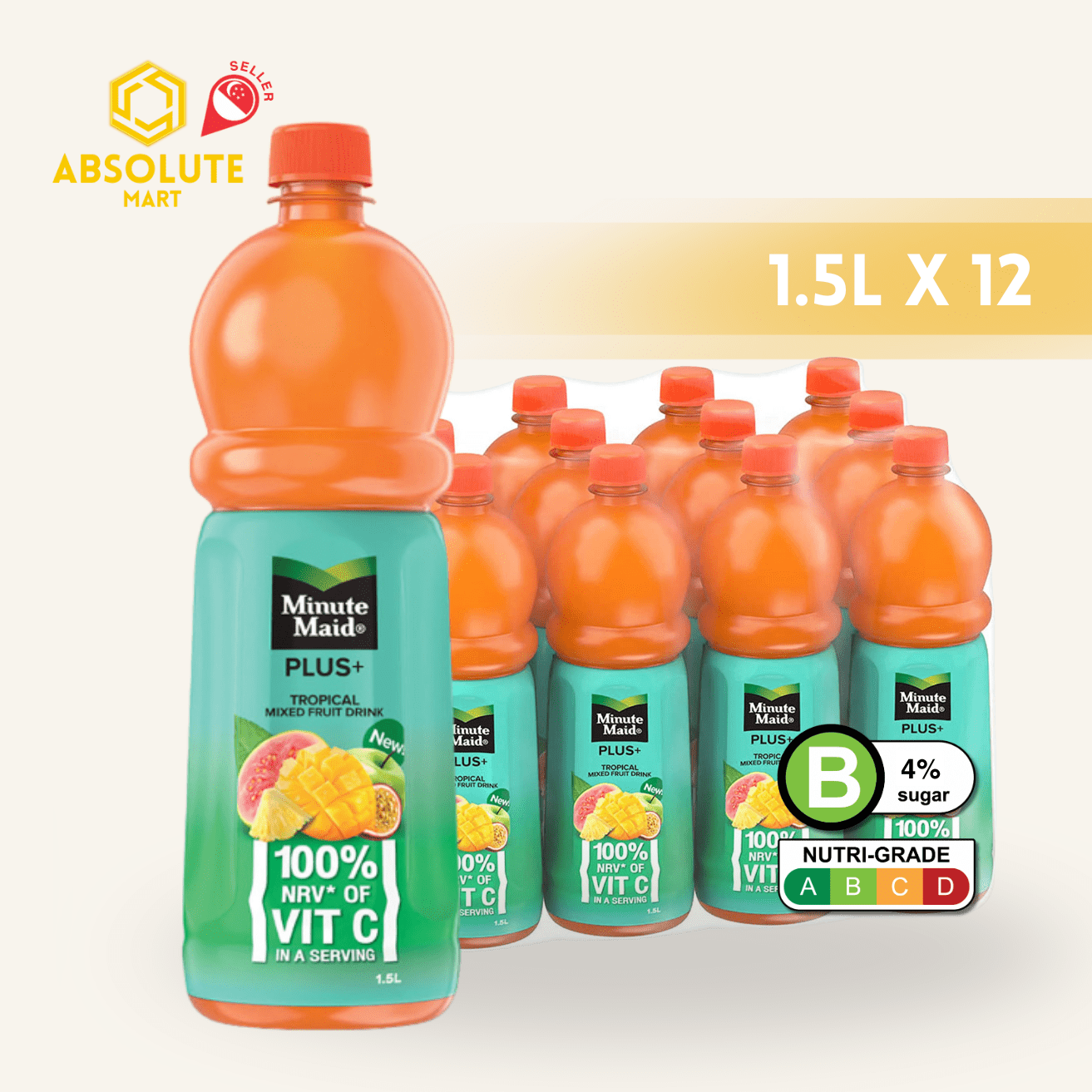 MINUTE MAID Plus Tropical 1.5L X 12 (BOTTLES) - ABSOLUTE MARTMINUTE MAID Plus Tropical 1.5L X 12 (BOTTLES)Juices