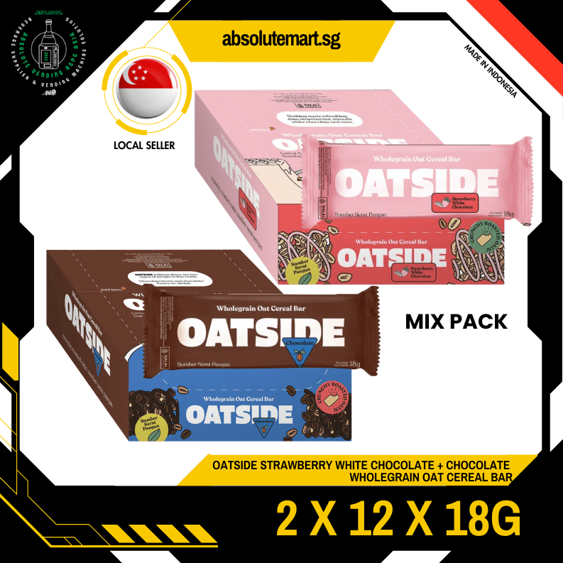 [MIX PACK] OATSIDE Chocolate + OATSIDE Strawberry Wholegrain Oat Cereal Bars 2 Pack X 12 X 18G - ABSOLUTE MART[MIX PACK] OATSIDE Chocolate + OATSIDE Strawberry Wholegrain Oat Cereal Bars 2 Pack X 12 X 18G