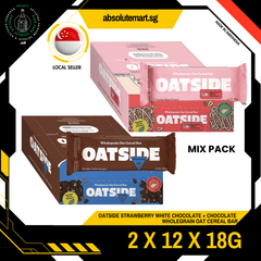 [MIX PACK] OATSIDE Chocolate + OATSIDE Strawberry Wholegrain Oat Cereal Bars 2 Pack X 12 X 18G - ABSOLUTE MART[MIX PACK] OATSIDE Chocolate + OATSIDE Strawberry Wholegrain Oat Cereal Bars 2 Pack X 12 X 18G