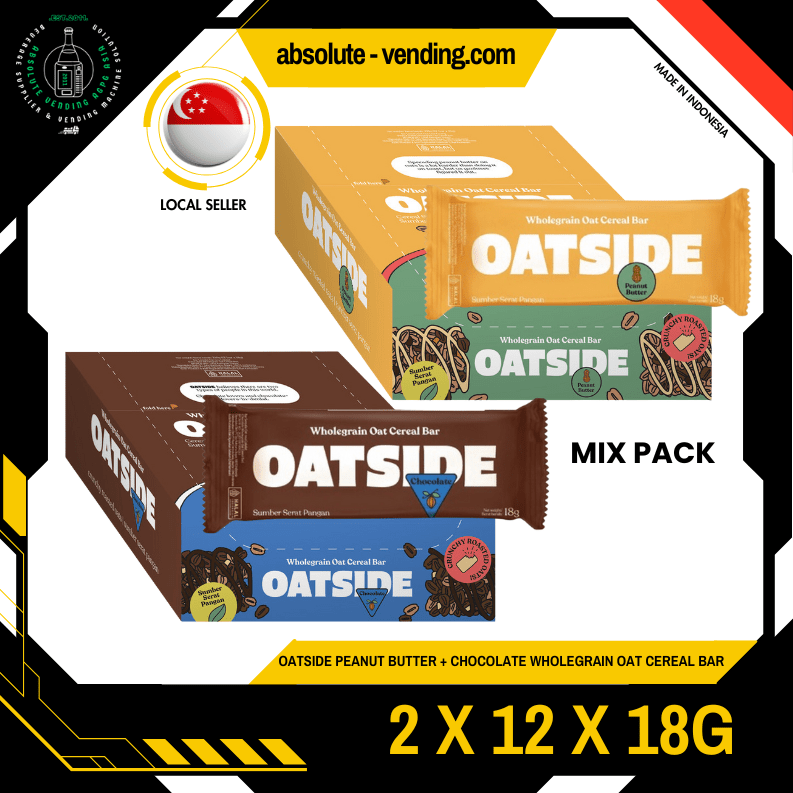[MIX PACK] OATSIDE Peanut Butter + OATSIDE Chocolate Wholegrain Oat Cereal Bars 2 Pack X 12 X 18G - ABSOLUTE MART[MIX PACK] OATSIDE Peanut Butter + OATSIDE Chocolate Wholegrain Oat Cereal Bars 2 Pack X 12 X 18G