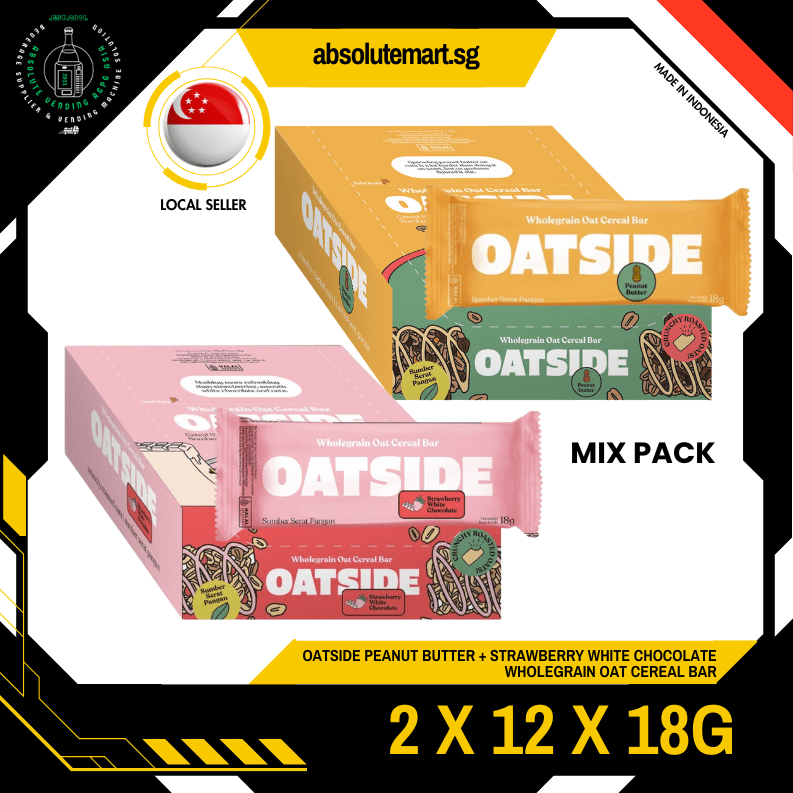[MIX PACK] OATSIDE Peanut Butter + OATSIDE Strawberry Wholegrain Oat Cereal Bars 2 Pack X 12 X 18G - ABSOLUTE MART[MIX PACK] OATSIDE Peanut Butter + OATSIDE Strawberry Wholegrain Oat Cereal Bars 2 Pack X 12 X 18G