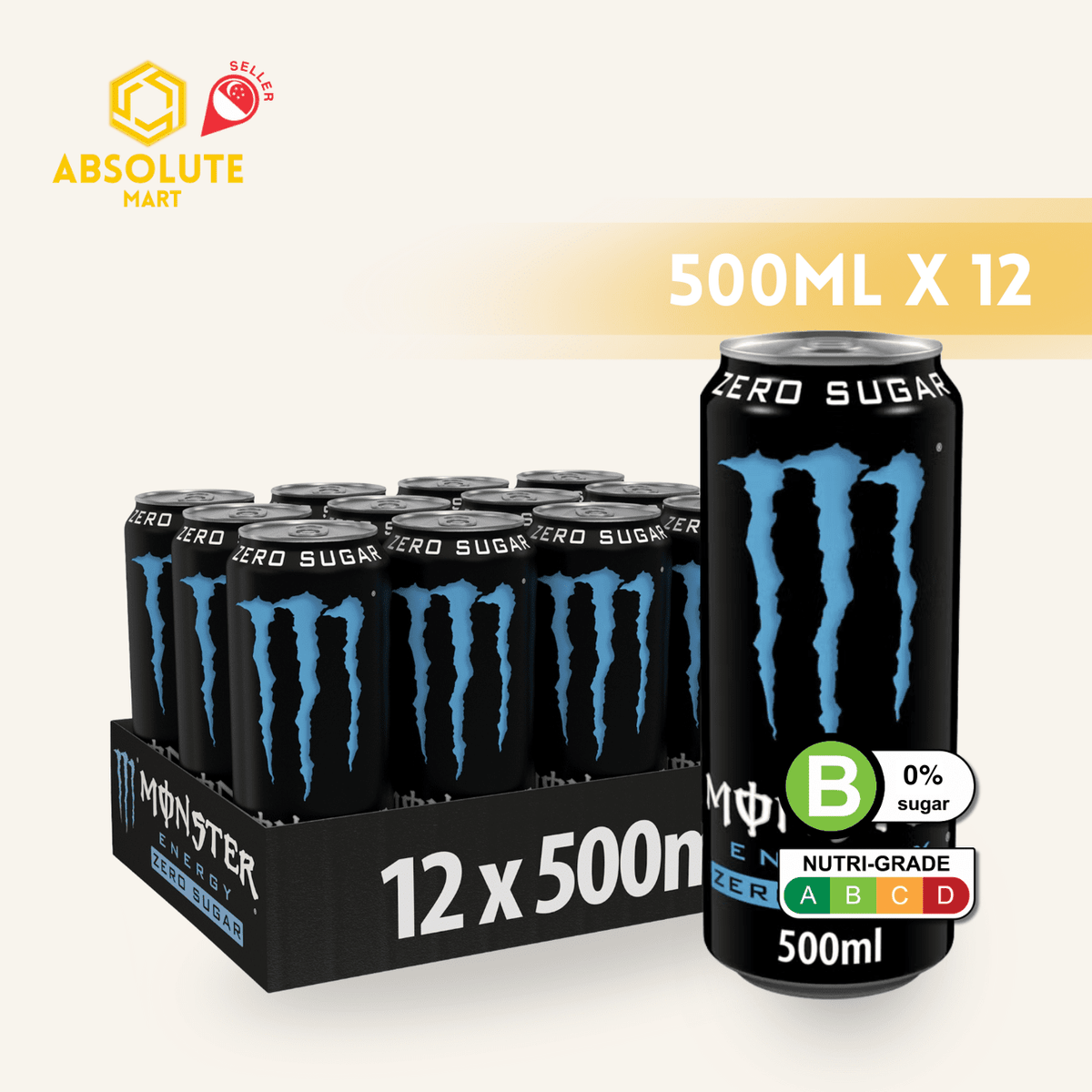 MONSTER ABSOLUTELY ZERO 500ML X 12 (CAN) - ABSOLUTE MARTMONSTER ABSOLUTELY ZERO 500ML X 12 (CAN)Energy Drinks
