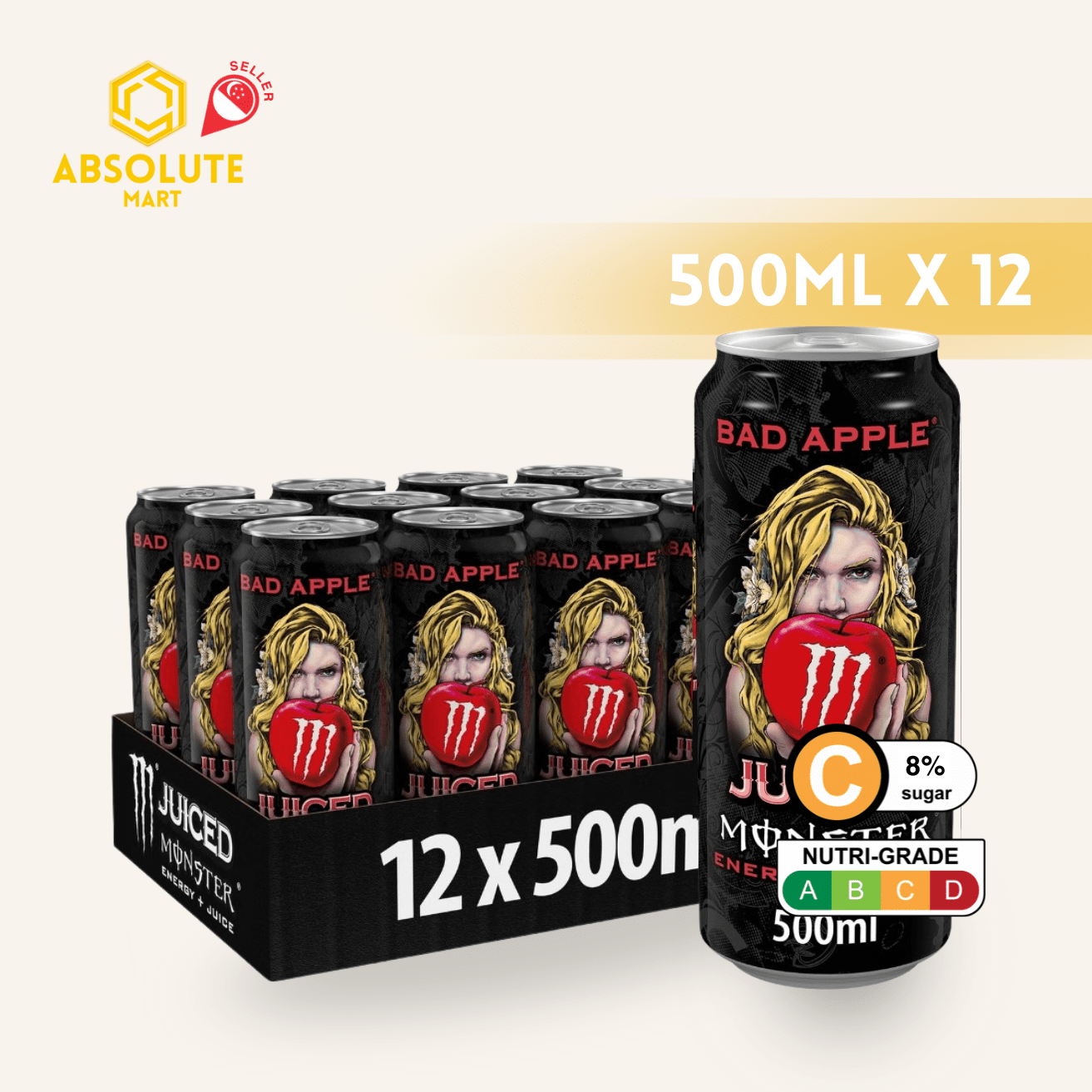 MONSTER Bad Apple 500ML X 12 (CAN) - ABSOLUTE MARTMONSTER Bad Apple 500ML X 12 (CAN)Energy Drinks