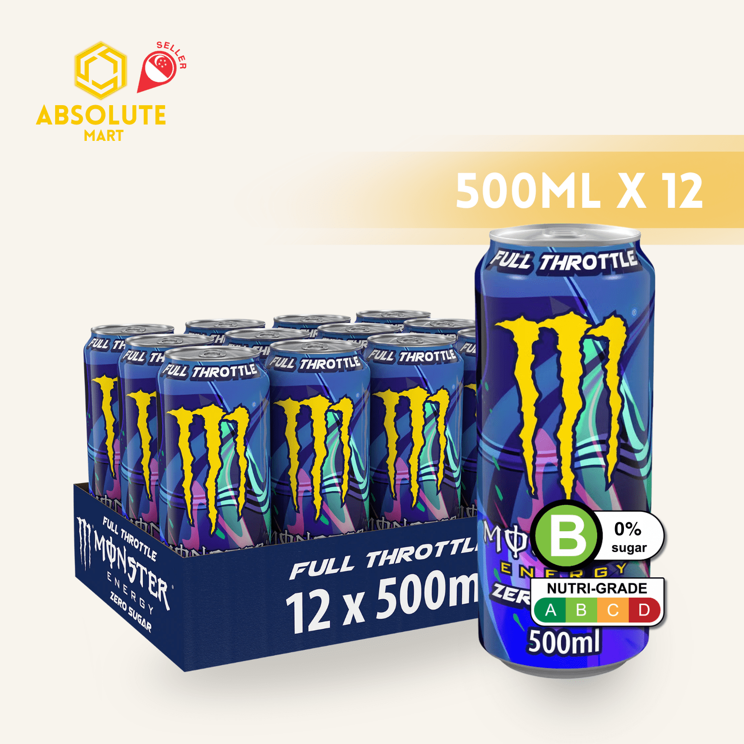 MONSTER Energy Full Throttle Zero 500ML X 12 (CAN) - ABSOLUTE MARTMONSTER Energy Full Throttle Zero 500ML X 12 (CAN)Energy Drinks