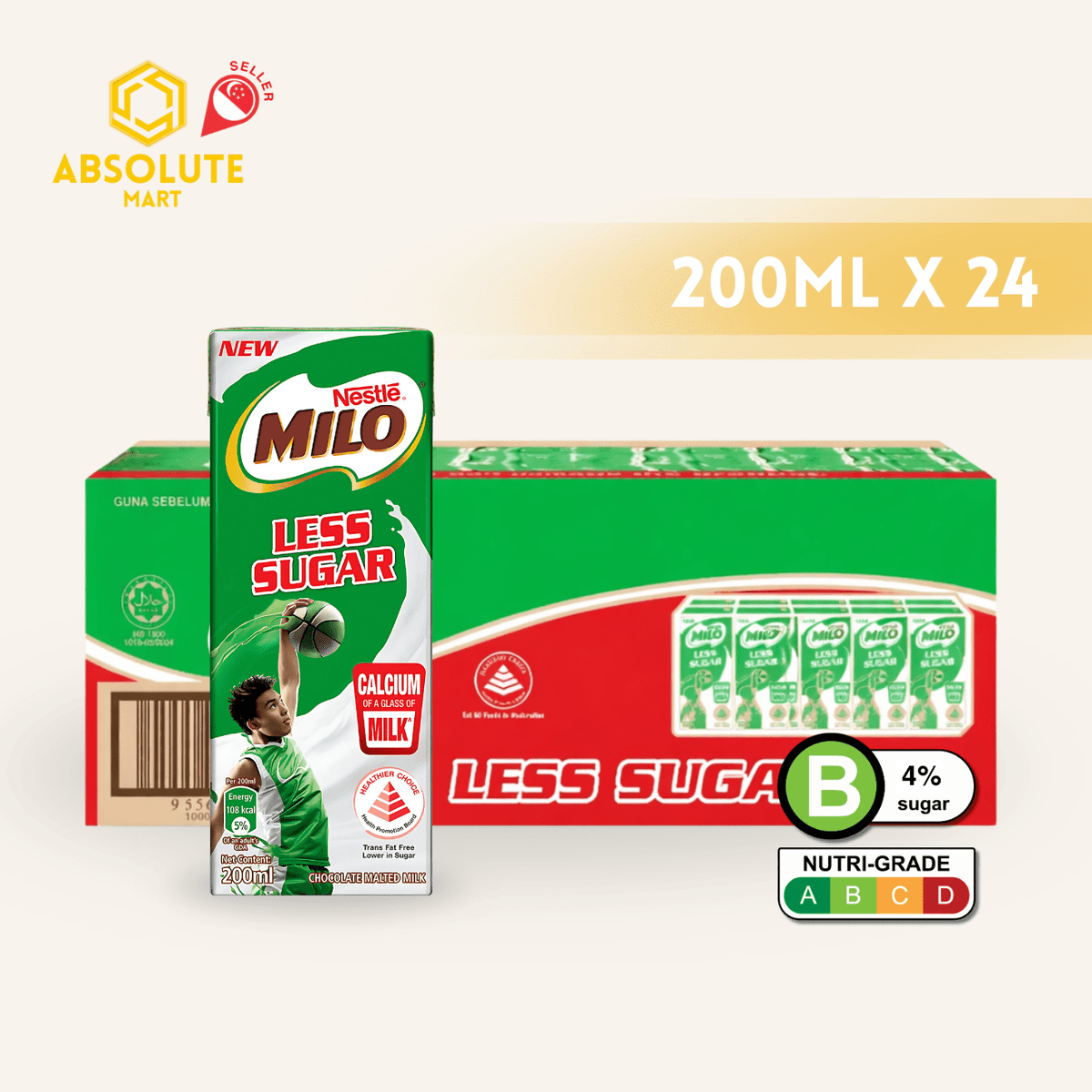 NESTLE Milo Less Sugar 200ML X 24 (TETRA) - ABSOLUTE MARTNESTLE Milo Less Sugar 200ML X 24 (TETRA)Malt Drinks