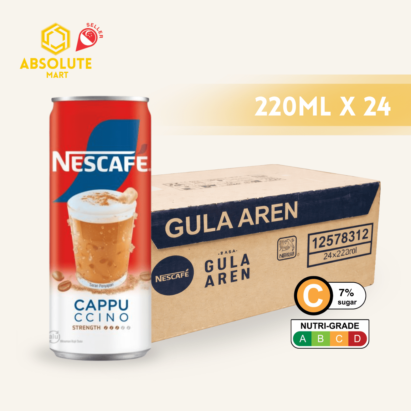 NESTLE Nescafe Cappuccino 220ML X 24 (CAN) - ABSOLUTE MARTNESTLE Nescafe Cappuccino 220ML X 24 (CAN)Ready To Drink Coffee