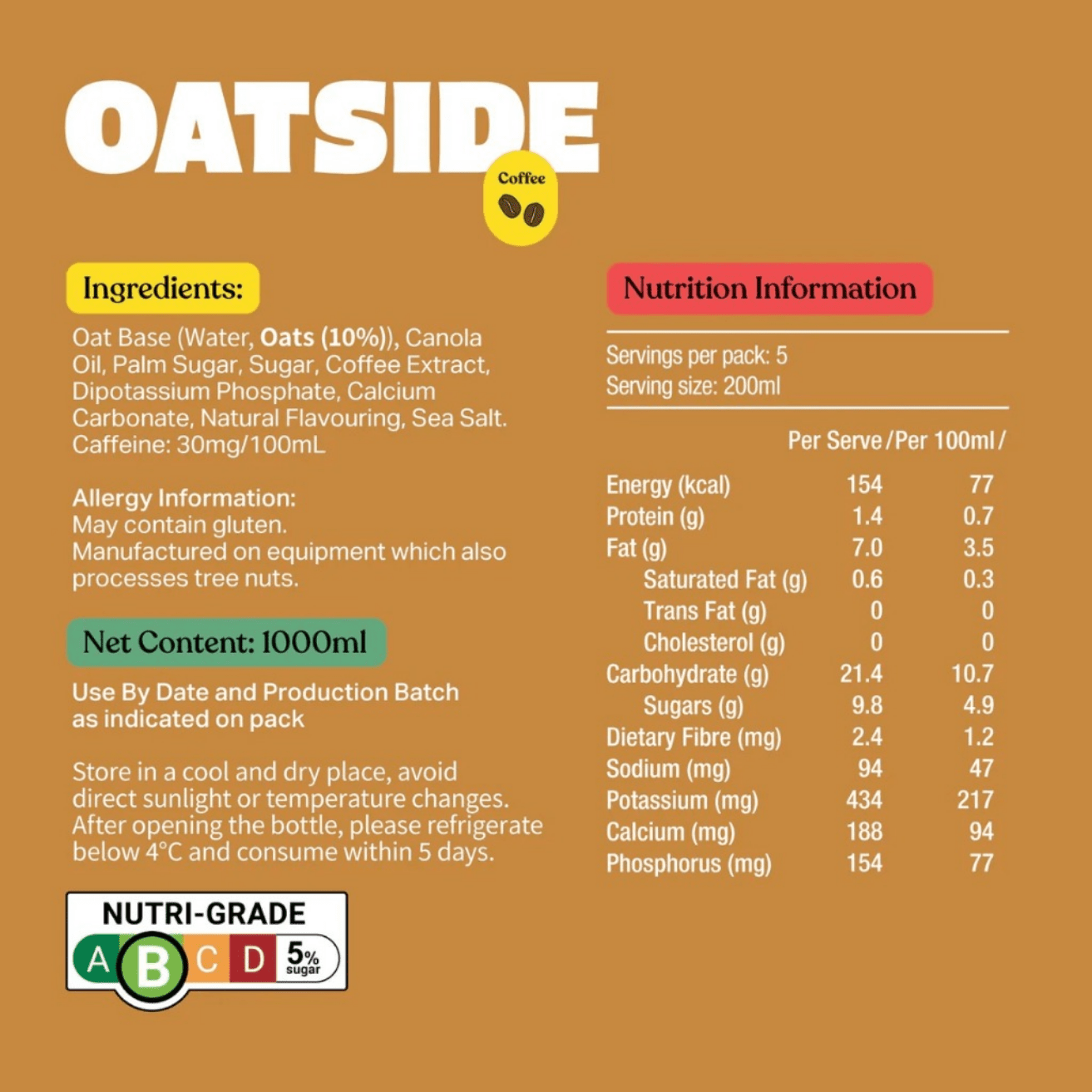 OATSIDE Coffee Latte Edition Oat Milk 1L X 6 (TETRA) - ABSOLUTE MARTOATSIDE Coffee Latte Edition Oat Milk 1L X 6 (TETRA)Ready To Drink Coffee