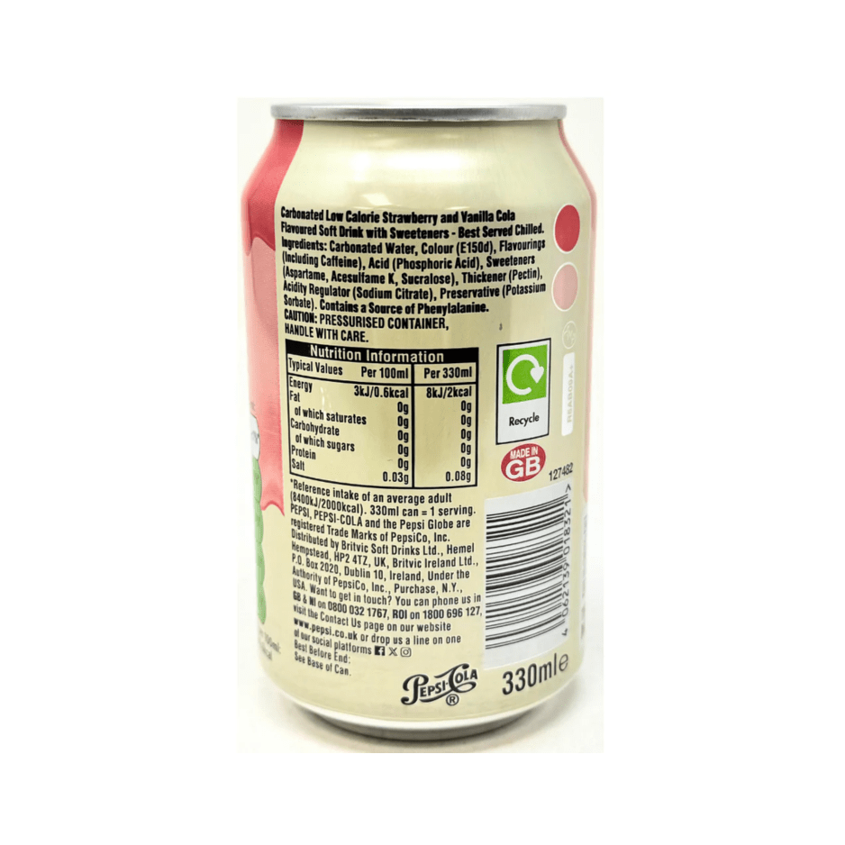 PEPSI Strawberries & Cream Zero Sugar 330MLX 24 (CAN) - ABSOLUTE MARTPEPSI Strawberries & Cream Zero Sugar 330MLX 24 (CAN)Cola & Classic Sodas