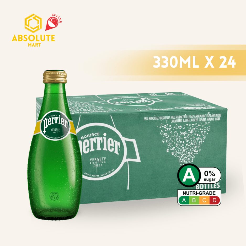 PERRIER Original Sparkling Mineral Water 330ML X 24 (GLASS) - ABSOLUTE MARTPERRIER Original Sparkling Mineral Water 330ML X 24 (GLASS)Sparkling Water