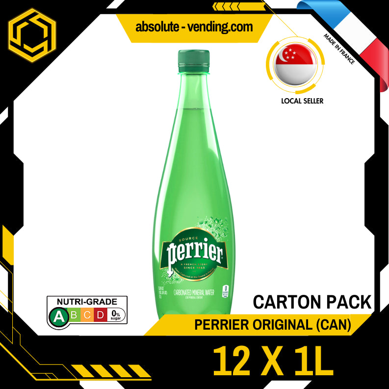 [CARTON] PERRIER Original Sparkling Mineral Water 1L X 12 (PLASTIC BOTTLES)