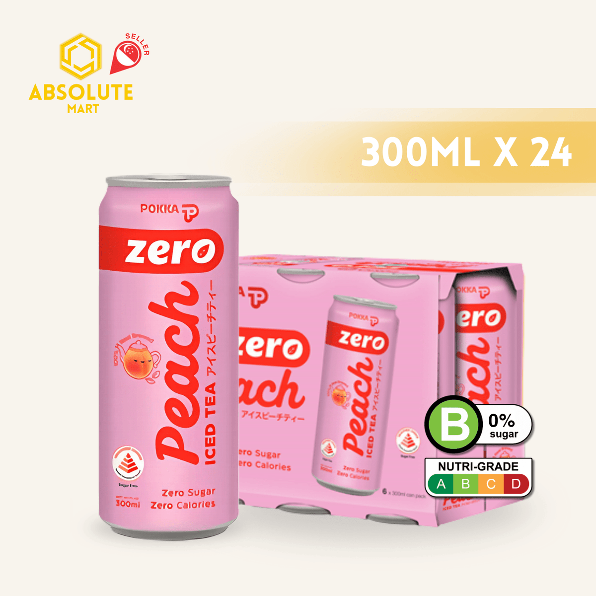 POKKA Ice Peach Tea ZERO 300ML X 24 (CAN) - ABSOLUTE MARTPOKKA Ice Peach Tea ZERO 300ML X 24 (CAN)Flavoured & Milk Tea