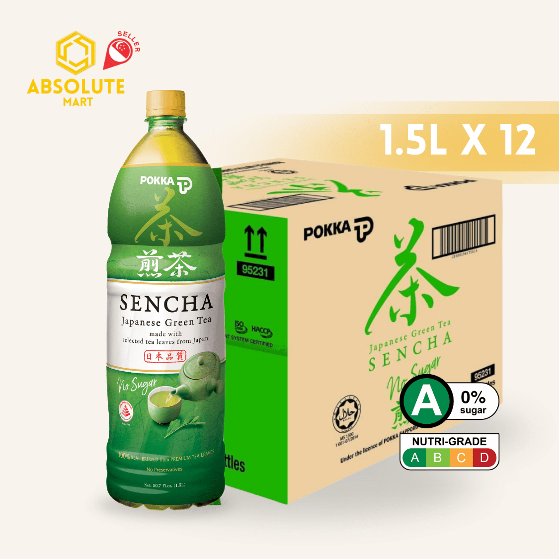 POKKA Sencha Green Tea 1.5L X 12 (BOTTLE) - ABSOLUTE MARTPOKKA Sencha Green Tea 1.5L X 12 (BOTTLE)Unflavoured Tea