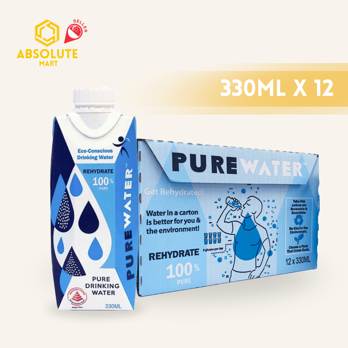 PURE WATER 330ML X 12 (TETRA) - ABSOLUTE MARTPURE WATER 330ML X 12 (TETRA)Still Water