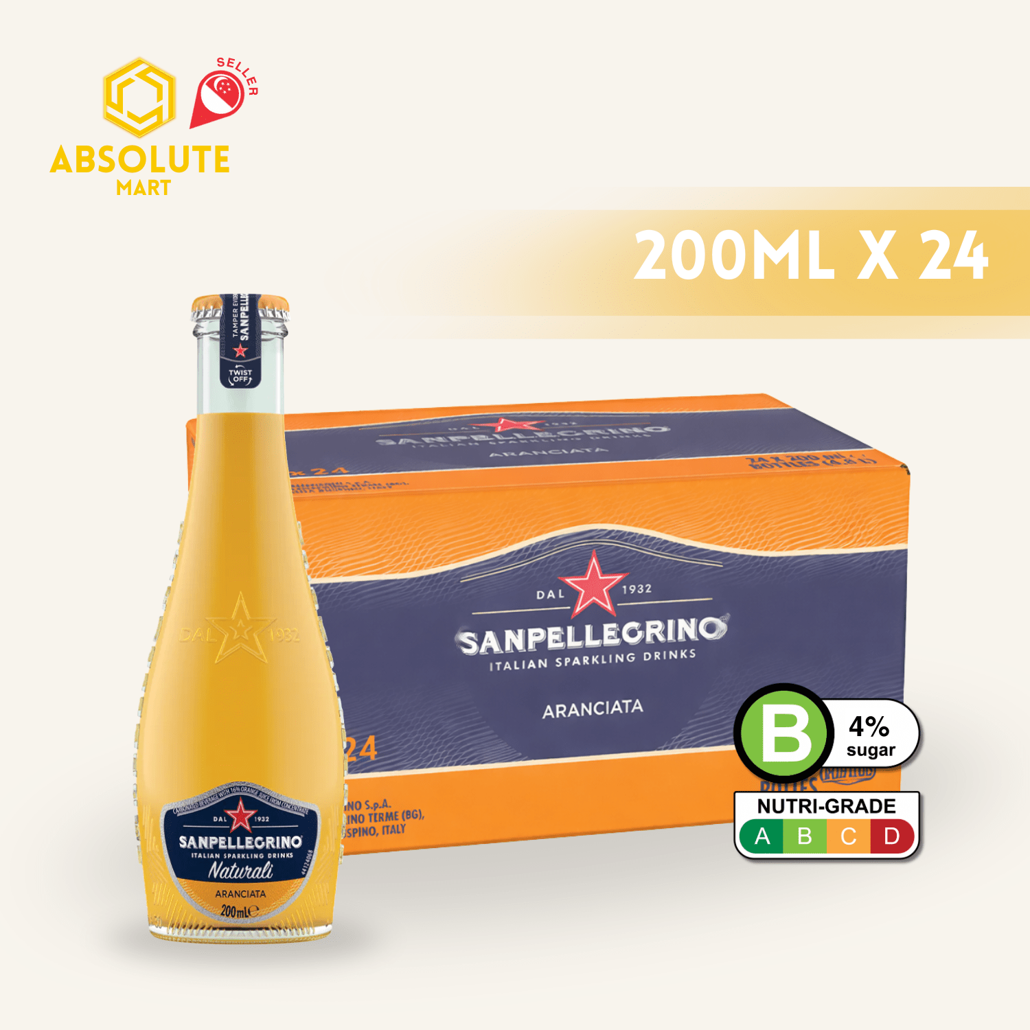SAN PELLEGRINO Aranciata 200ML X 24 (GLASS) - ABSOLUTE MARTSAN PELLEGRINO Aranciata 200ML X 24 (GLASS)Fruity Sparkling Drinks