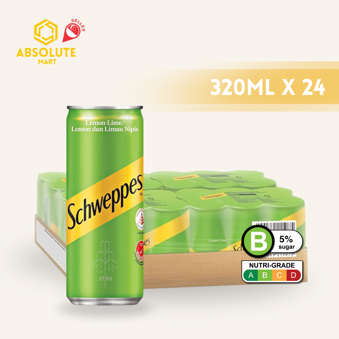 SCHWEPPES MANAO Lemon Lime Soda 320ML X 24 (CAN) - ABSOLUTE MARTSCHWEPPES MANAO Lemon Lime Soda 320ML X 24 (CAN)Cola & Classic Sodas