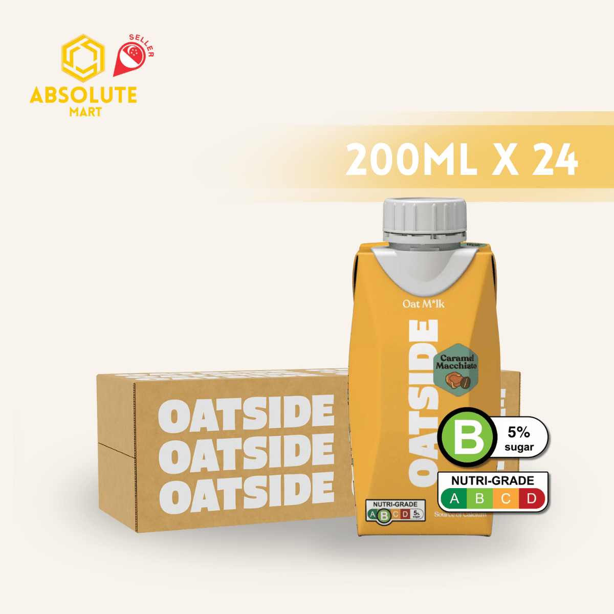 [SCREW CAP] OATSIDE Caramel Macchiato Edition Oat Milk 200ML X 24 (TETRA) - ABSOLUTE MART[SCREW CAP] OATSIDE Caramel Macchiato Edition Oat Milk 200ML X 24 (TETRA)Ready To Drink Coffee