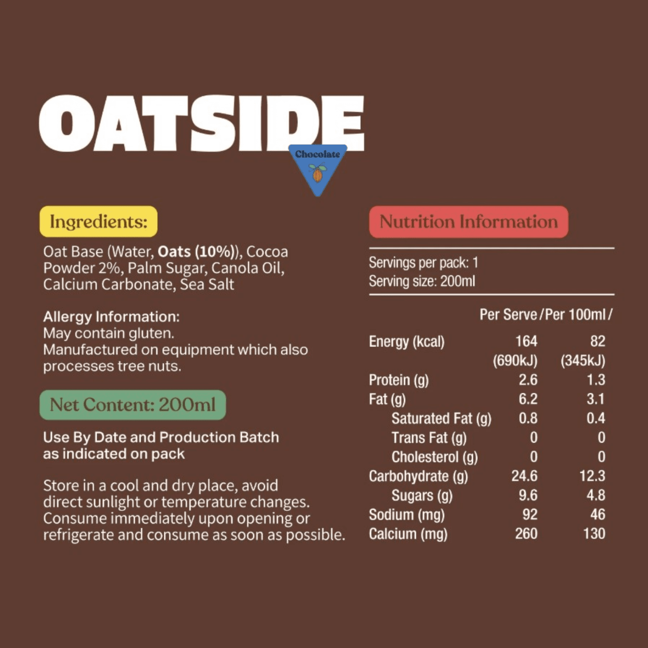 [SCREW CAP] OATSIDE Chocolate Edition Oat Milk 200ML X 24 (TETRA) - ABSOLUTE MART[SCREW CAP] OATSIDE Chocolate Edition Oat Milk 200ML X 24 (TETRA)Chocolate Milk