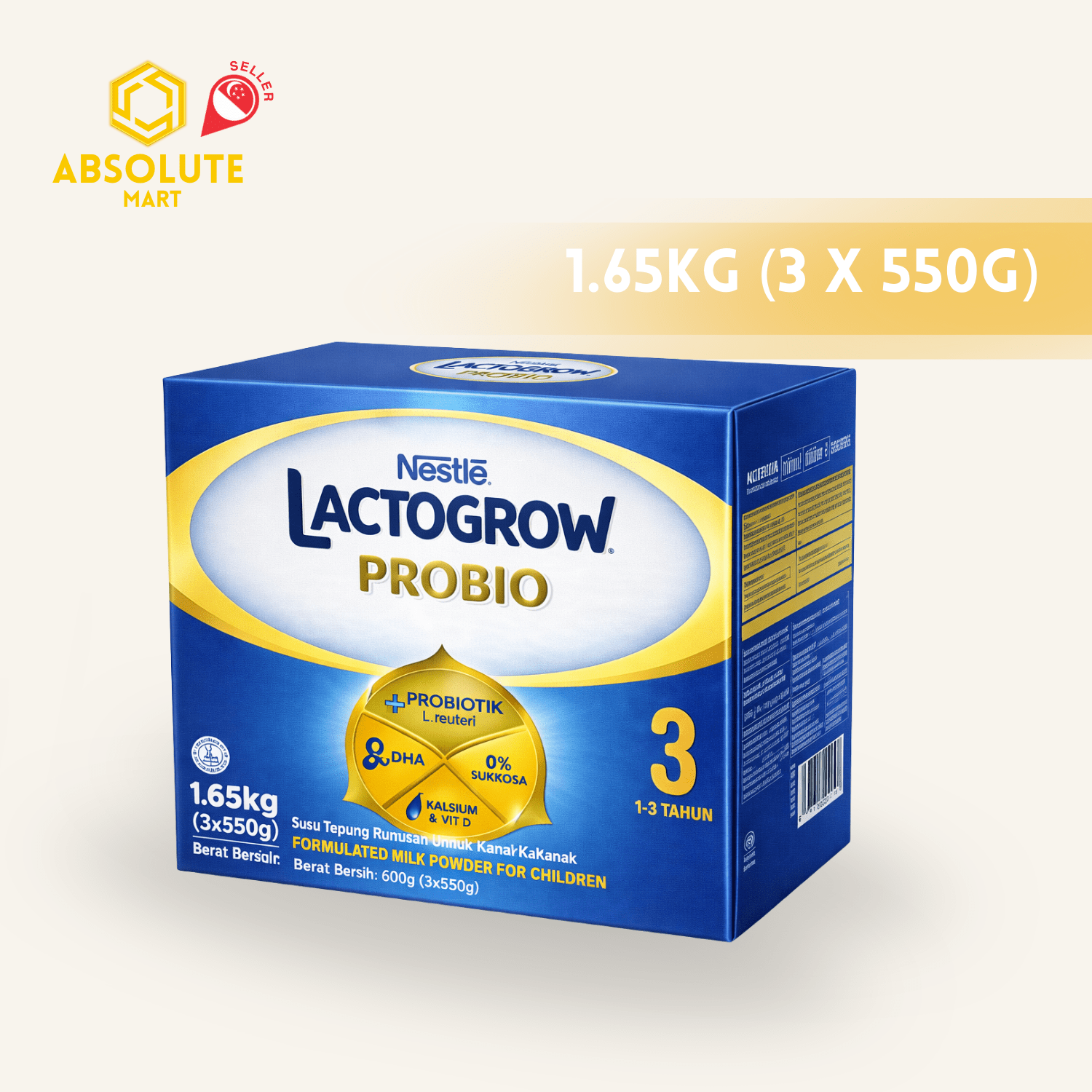 [SINGLE BOX] NESTLE Lactogrow Probio 3 550G X 3 (PACKETS) - ABSOLUTE MART[SINGLE BOX] NESTLE Lactogrow Probio 3 550G X 3 (PACKETS)Powdered Milk