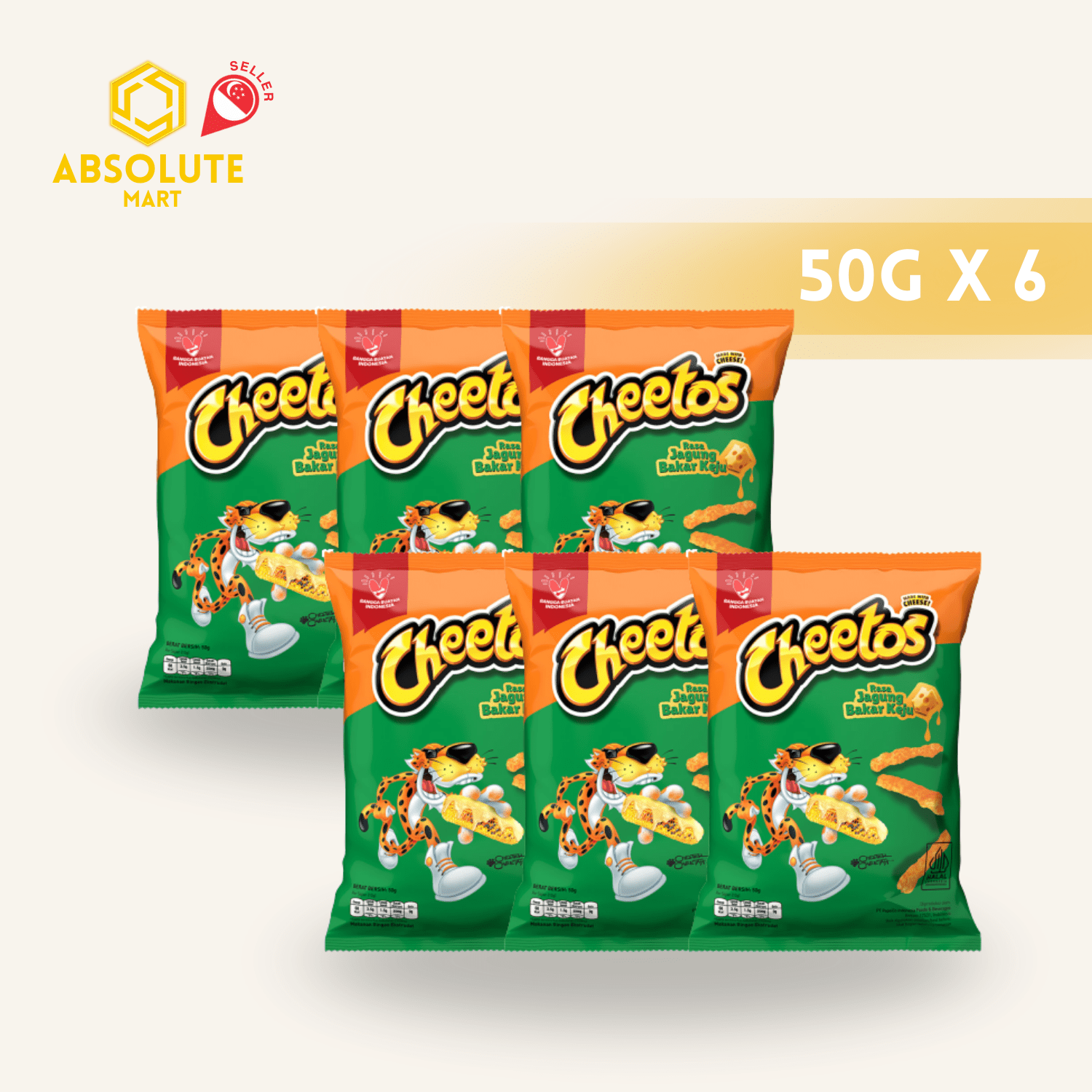 [SINGLE BUNDLE] CHEETOS Roasted Corn & Cheese 50G X 6 (PACKETS) - ABSOLUTE MART[SINGLE BUNDLE] CHEETOS Roasted Corn & Cheese 50G X 6 (PACKETS)Puffed Snacks