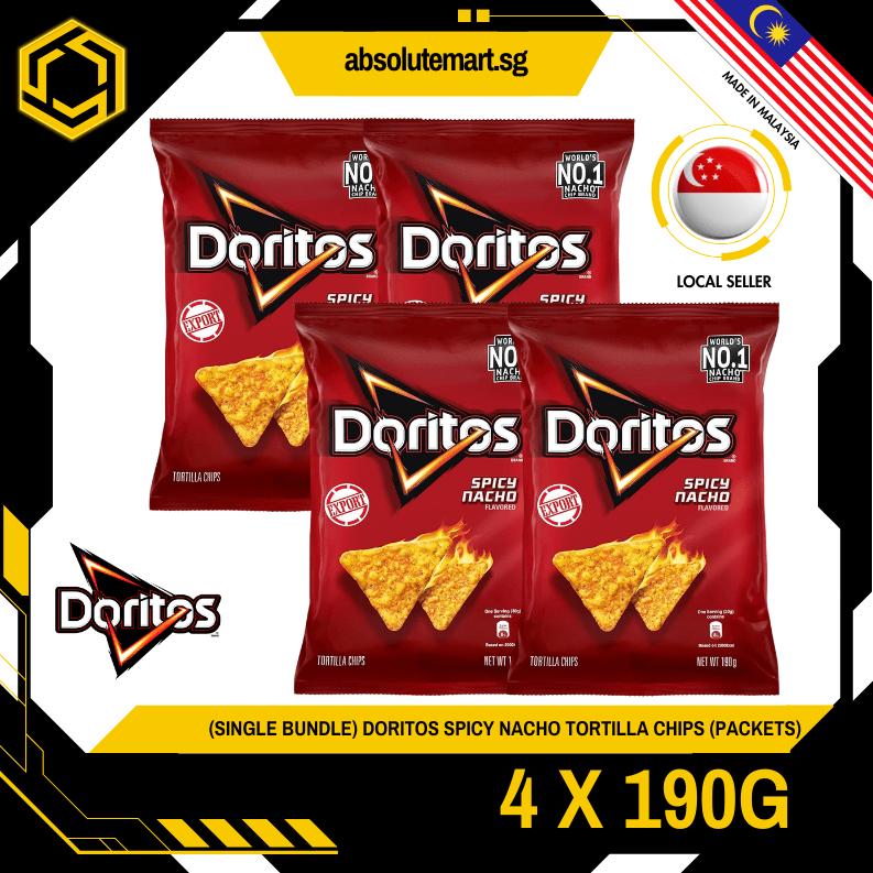[SINGLE BUNDLE] DORITOS Spicy Nacho 190G X 4 (PACKETS) - ABSOLUTE MART[SINGLE BUNDLE] DORITOS Spicy Nacho 190G X 4 (PACKETS)