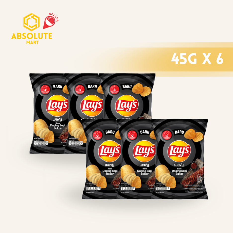 [SINGLE BUNDLE] LAY'S BBQ Beef 45G X 6 (PACKETS) - ABSOLUTE MART[SINGLE BUNDLE] LAY'S BBQ Beef 45G X 6 (PACKETS)Potato Chips