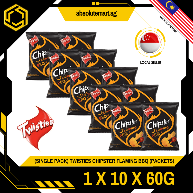 [SINGLE BUNDLE] TWISTIES Chipster Flaming BBQ 60G X 10 X 1 (PACKETS) - ABSOLUTE MART[SINGLE BUNDLE] TWISTIES Chipster Flaming BBQ 60G X 10 X 1 (PACKETS)