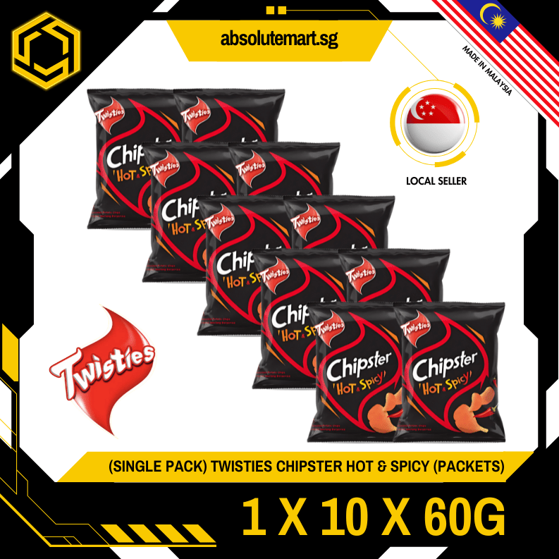 [SINGLE BUNDLE] TWISTIES Chipster Hot & Spicy 60G X 10 X 1 (PACKETS) - ABSOLUTE MART[SINGLE BUNDLE] TWISTIES Chipster Hot & Spicy 60G X 10 X 1 (PACKETS)