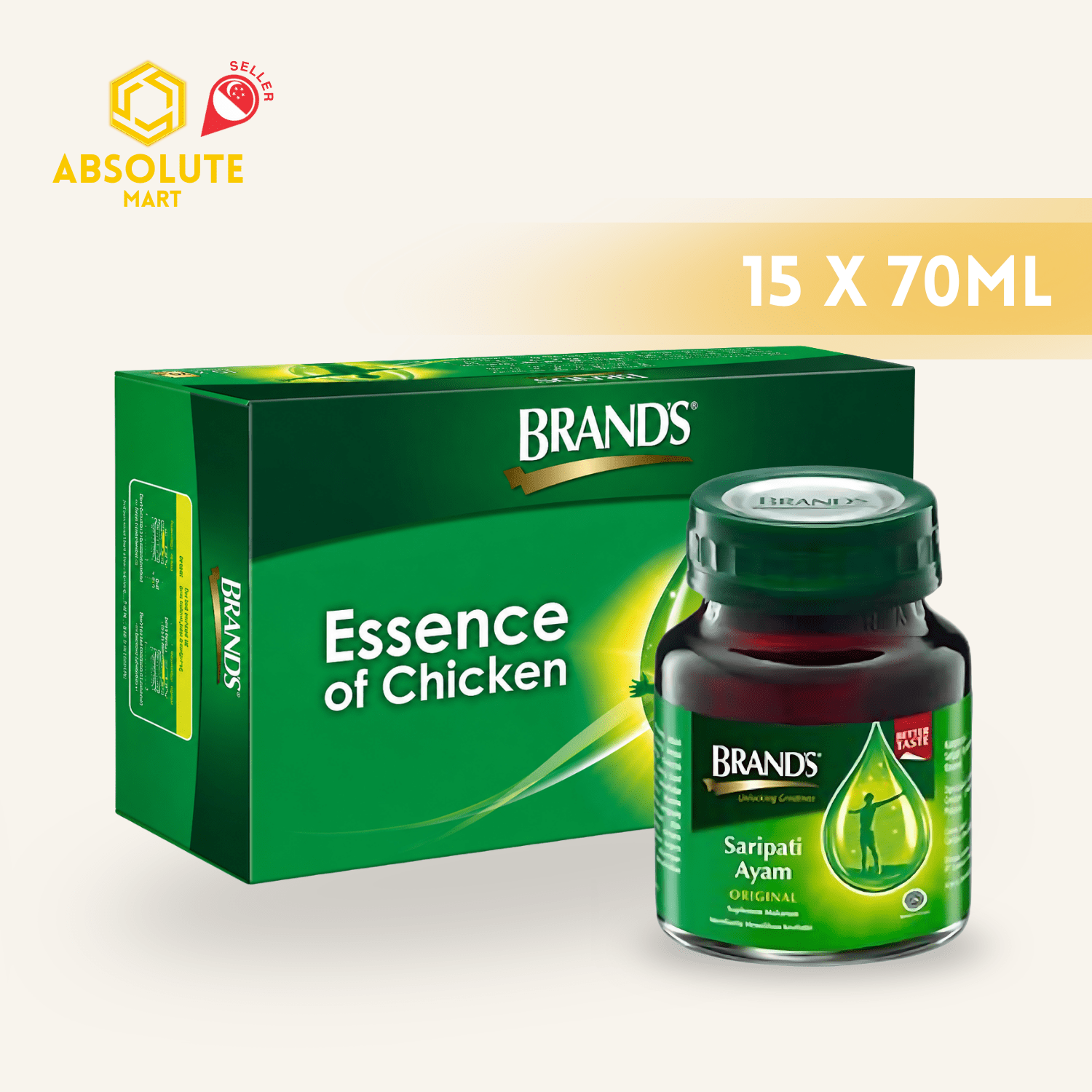 [SINGLE PACK] BRAND'S Essence of Chicken Original 70ML X 15 (BOTTLE) - ABSOLUTE MART[SINGLE PACK] BRAND'S Essence of Chicken Original 70ML X 15 (BOTTLE)Brands Essence