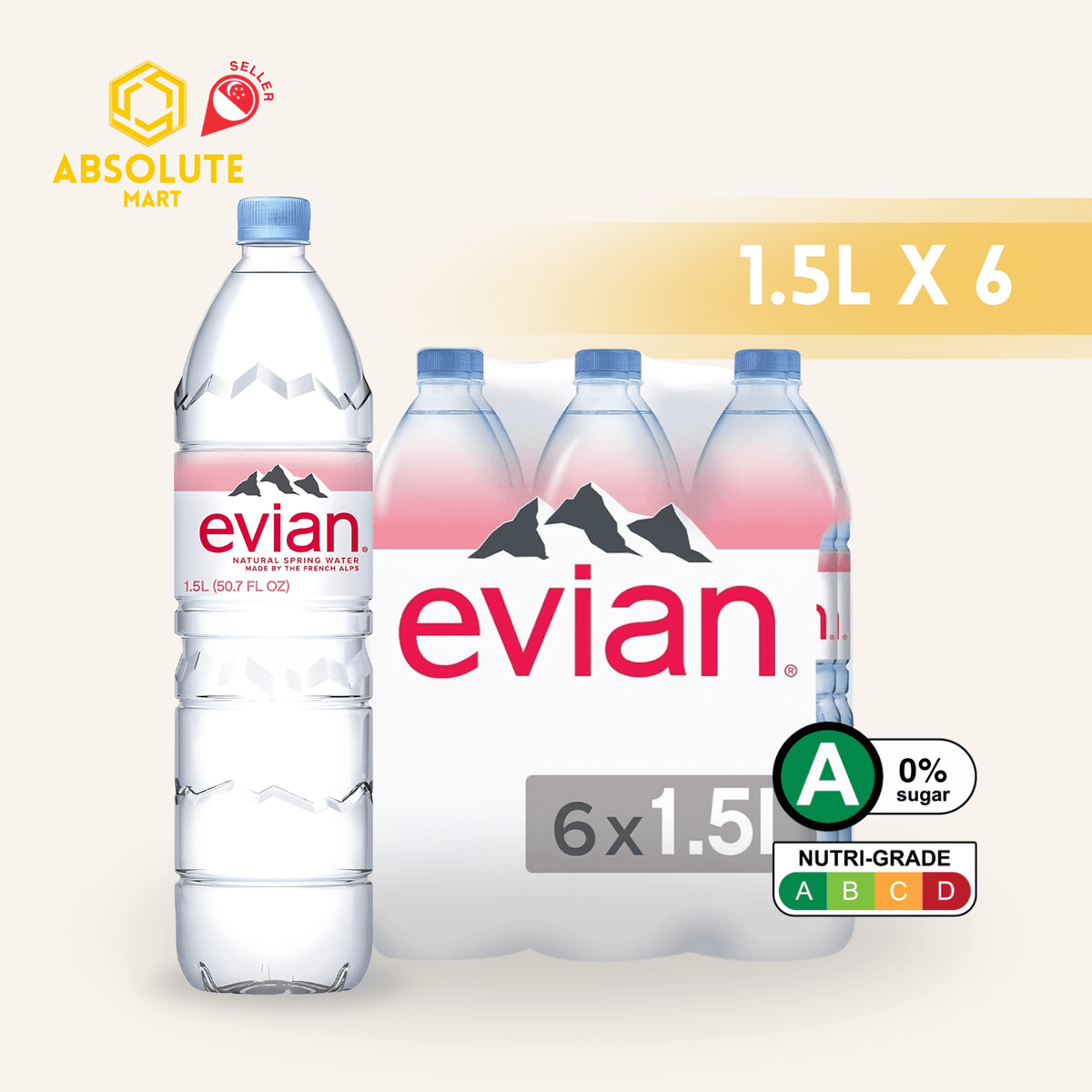 [SINGLE PACK] EVIAN Mineral Water 1.5L X 6 (BOTTLE) - ABSOLUTE MART[SINGLE PACK] EVIAN Mineral Water 1.5L X 6 (BOTTLE)Still Water