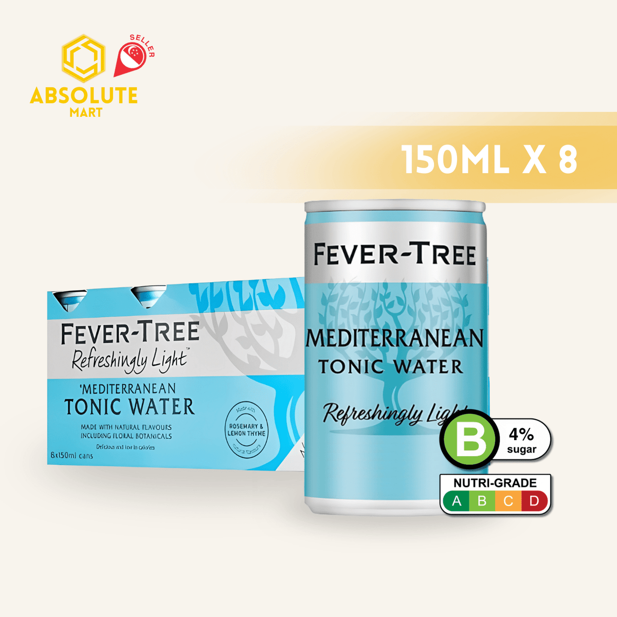 [SINGLE PACK] FEVER TREE Light Mediterranean Tonic 150ML X 8 (CAN) - ABSOLUTE MART[SINGLE PACK] FEVER TREE Light Mediterranean Tonic 150ML X 8 (CAN)Tonic & Mixers