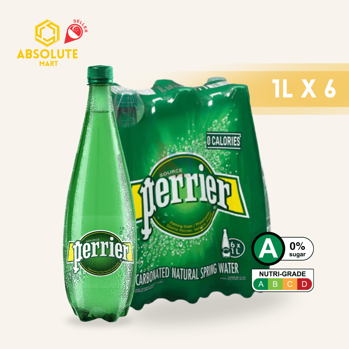 [SINGLE PACK] PERRIER Original Sparkling Mineral Water 1L X 6 (BOTTLE) - ABSOLUTE MART[SINGLE PACK] PERRIER Original Sparkling Mineral Water 1L X 6 (BOTTLE)Sparkling Water