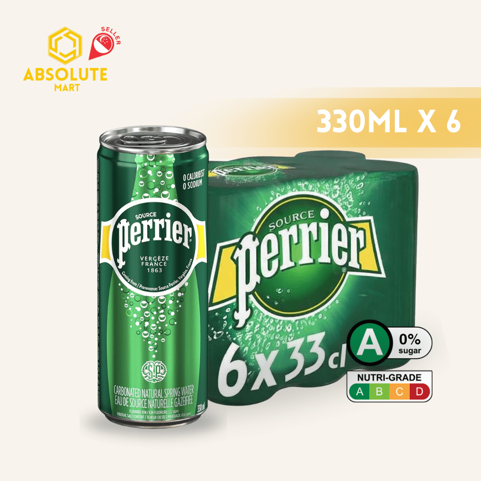 [SINGLE PACK] PERRIER Original Sparkling Mineral Water 330ML X 6 (CAN) - ABSOLUTE MART[SINGLE PACK] PERRIER Original Sparkling Mineral Water 330ML X 6 (CAN)Sparkling Water
