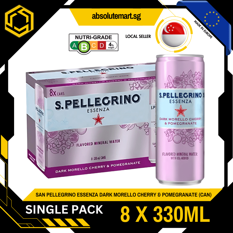 [SINGLE PACK] SAN PELLEGRINO Essenza Dark Morello Cherry & Pomegranate 330ML X 8 (CAN) - ABSOLUTE MART[SINGLE PACK] SAN PELLEGRINO Essenza Dark Morello Cherry & Pomegranate 330ML X 8 (CAN)