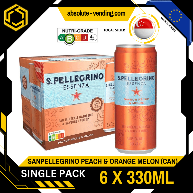 [SINGLE PACK] SAN PELLEGRINO Essenza Peach & Orange Melon 330ML X 6 (CAN) - ABSOLUTE MART[SINGLE PACK] SAN PELLEGRINO Essenza Peach & Orange Melon 330ML X 6 (CAN)